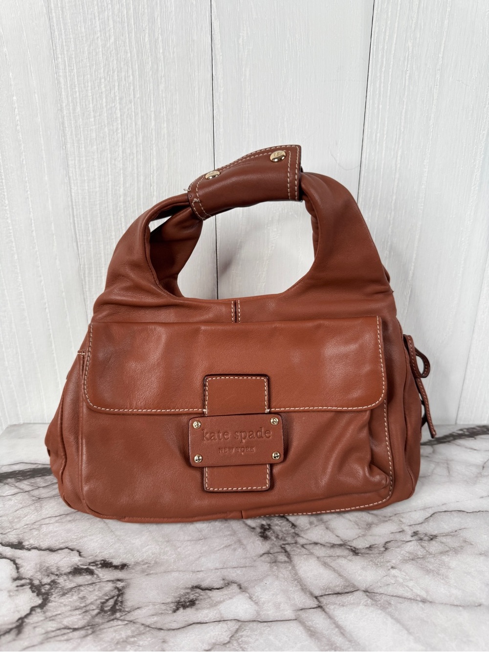 kate spade Chestnut Brown Leather Shoulder Bag | Vintage